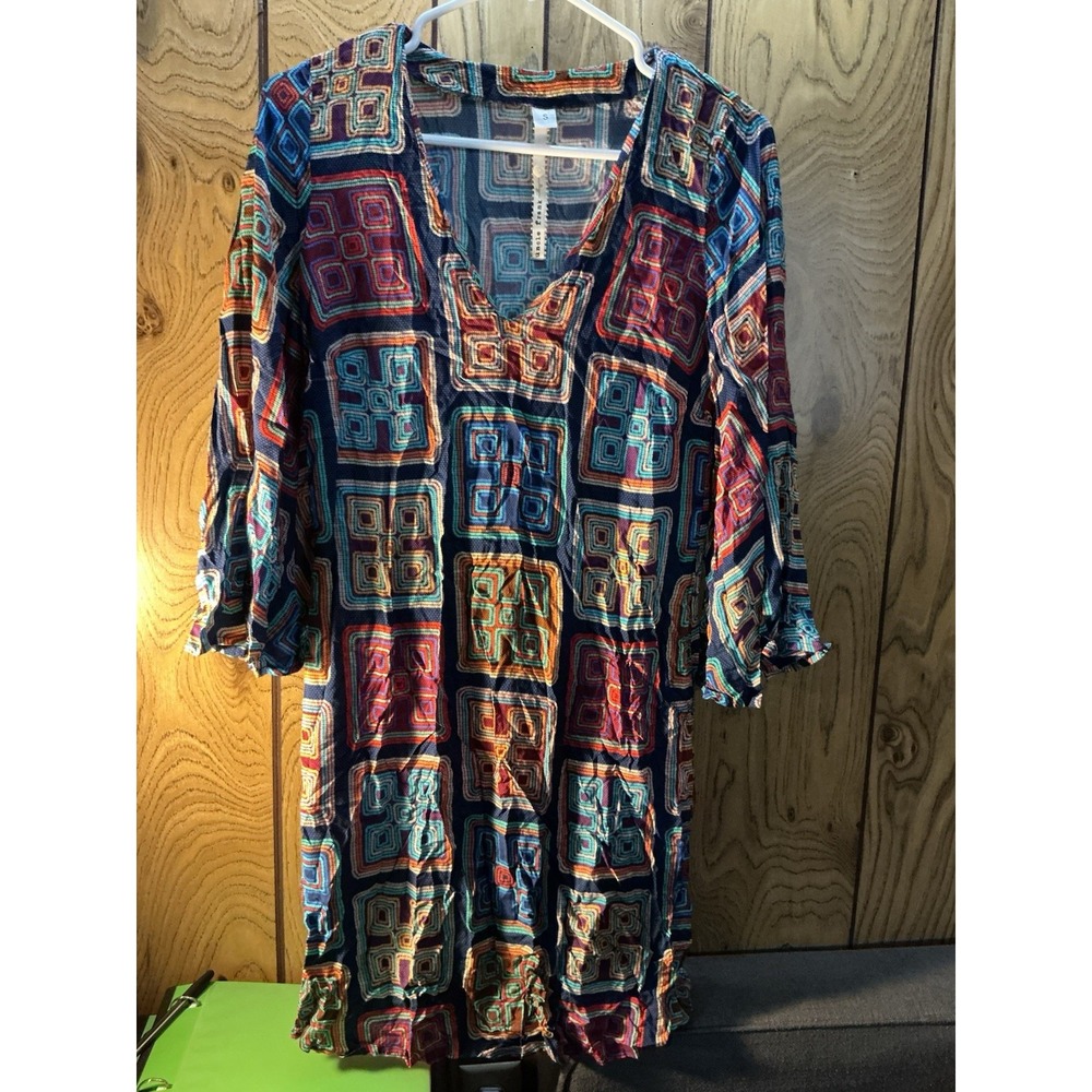 Uncle Frank V-neck Bell Sleeve Dress Small Y2K Mod Retro Hippie